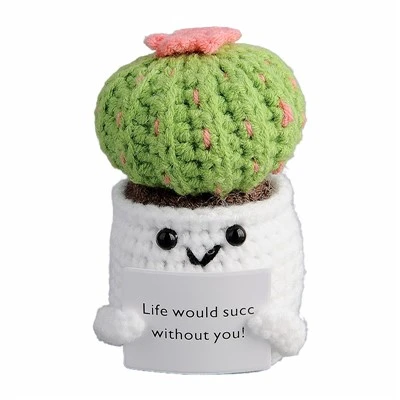 Ornamento di cactus in vaso all'uncinetto